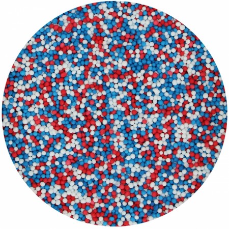 Strøssel Rødt, hvitt, blått nonpareils